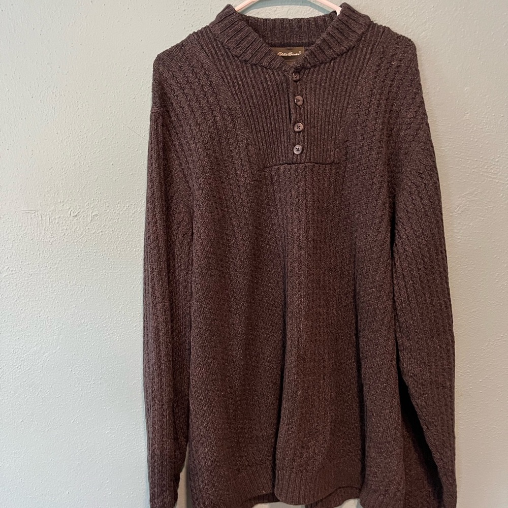 Eddie Bauer Men's Gray Crewneck Sweater 100% Cotton